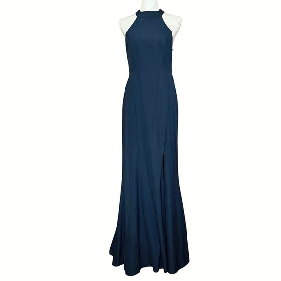 BHLDN Anthropologie NAVY dark blue Montreal maxi dress halter women's size 8 - Picture 3 of 12